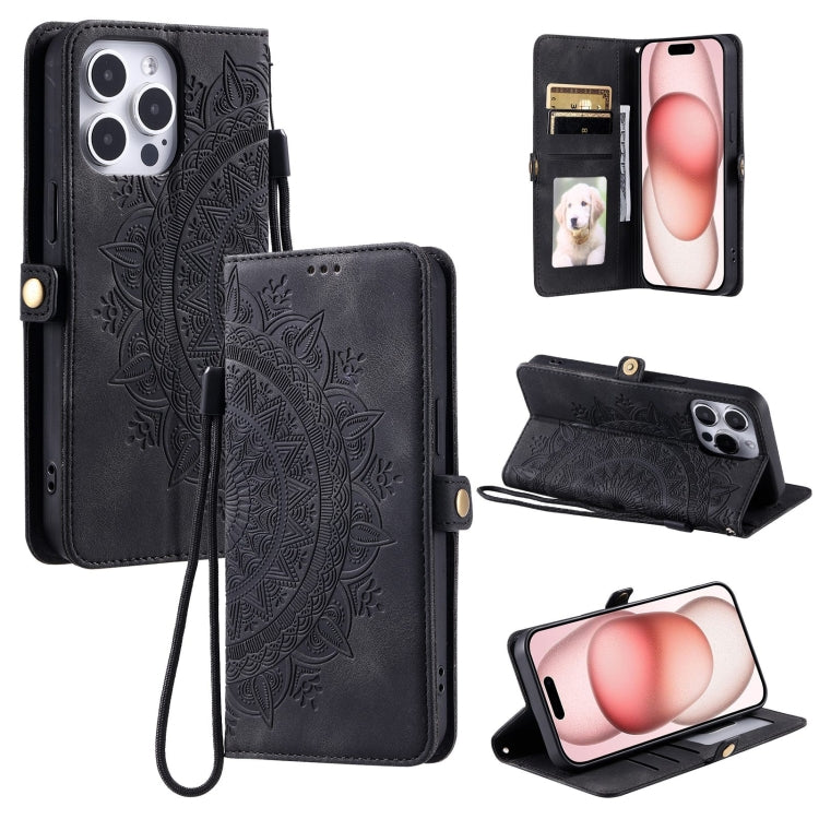 For iPhone 16 Pro Skin Feel Totem Embossed Leather Phone Case(Black) - iPhone 16 Pro Cases by buy2fix | Online Shopping UK | buy2fix