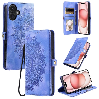 For iPhone 16 Skin Feel Totem Embossed Leather Phone Case(Purple) - iPhone 16 Cases by buy2fix | Online Shopping UK | buy2fix