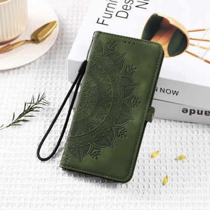 For Samsung Galaxy S25 Ultra 5G Skin Feel Totem Embossed Leather Phone Case(Deep Green) - Galaxy S25 Ultra 5G Cases by buy2fix | Online Shopping UK | buy2fix