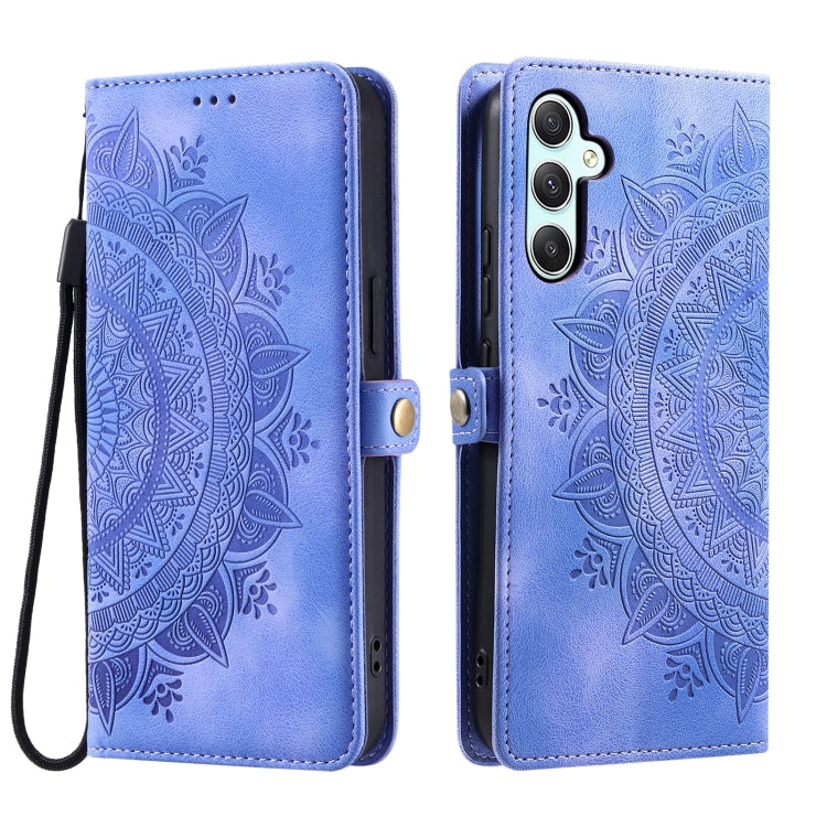 For Samsung Galaxy S25 5G Skin Feel Totem Embossed Leather Phone Case(Purple) - Galaxy S25 5G Cases by buy2fix | Online Shopping UK | buy2fix