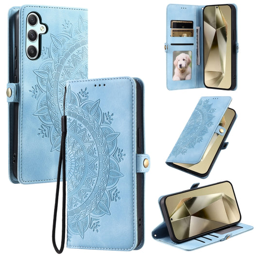 For Samsung Galaxy S25+ 5G Skin Feel Totem Embossed Leather Phone Case(Blue) - Galaxy S25+ 5G Cases by buy2fix | Online Shopping UK | buy2fix