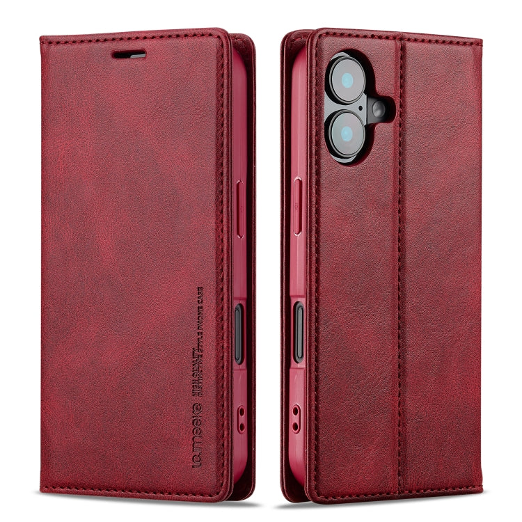 For iPhone 16 LC.IMEEKE RFID Anti-theft Leather Phone Case(Red) - iPhone 16 Cases by LC.IMEEKE | Online Shopping UK | buy2fix