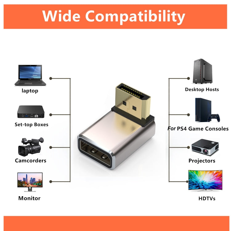 8K 60Hz PD1.4 Male Displayport to Female Displayport Adapter Converter, Angle:Right -  by buy2fix | Online Shopping UK | buy2fix