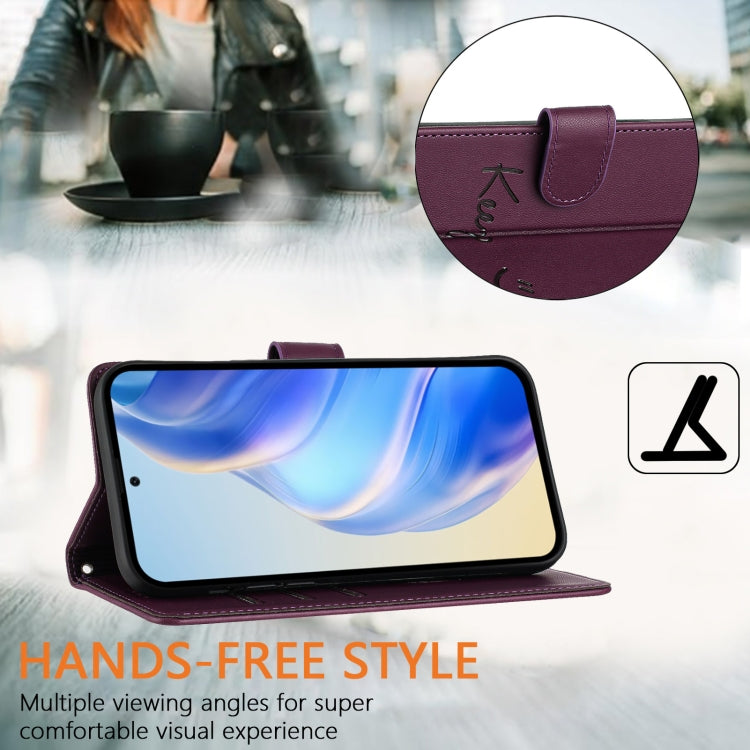 For OnePlus 11 Smile Embossing RFID Leather Phone Case(Violet) - OnePlus Cases by buy2fix | Online Shopping UK | buy2fix