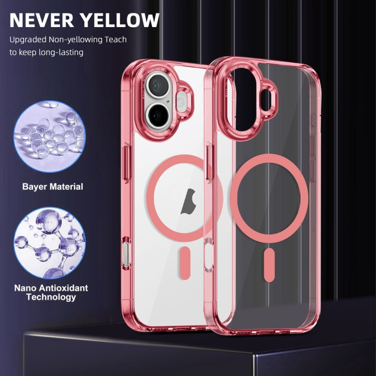 For iPhone 16 Ice Color Magnetic Series Magsafe Magnetic PC Hybrid TPU Phone Case(Pink) - iPhone 16 Cases by buy2fix | Online Shopping UK | buy2fix