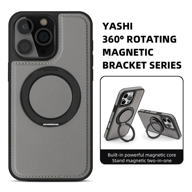 For iPhone 16 Pro Yashi 360 Degree Rotating MagSafe Holder Phone Case(Grey) - iPhone 16 Pro Cases by buy2fix | Online Shopping UK | buy2fix