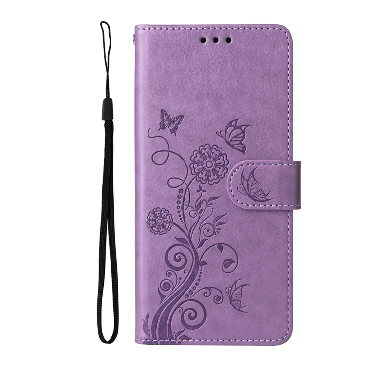 For Samsung Galaxy S25 Ultra 5G Embossed Butterfly Flowers Leather Phone Case(Purple) - Galaxy S25 Ultra 5G Cases by buy2fix | Online Shopping UK | buy2fix