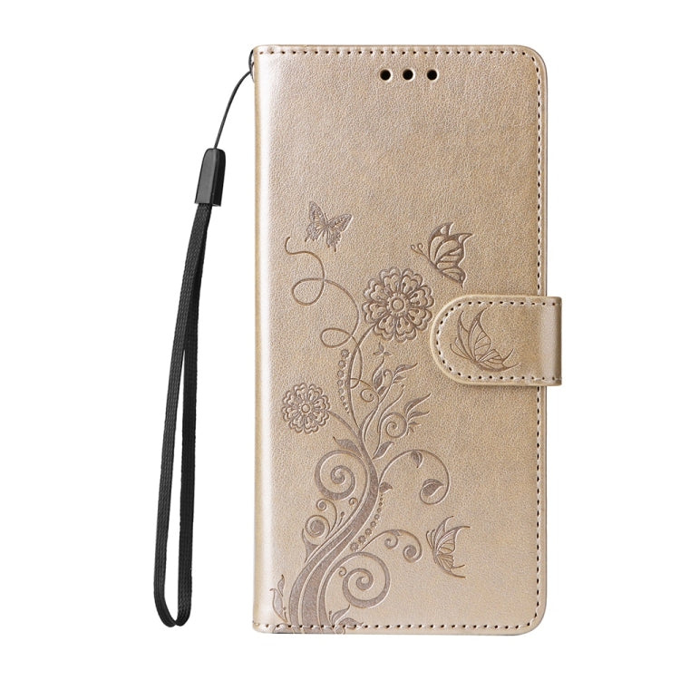 For OnePlus 13 Embossed Butterfly Flowers Leather Phone Case(Gold) - OnePlus Cases by buy2fix | Online Shopping UK | buy2fix