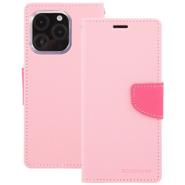 For iPhone 16 Pro Max GOOSPERY FANCY DIARY Cross Texture Leather Phone Case(Pink) - iPhone 16 Pro Max Cases by GOOSPERY | Online Shopping UK | buy2fix