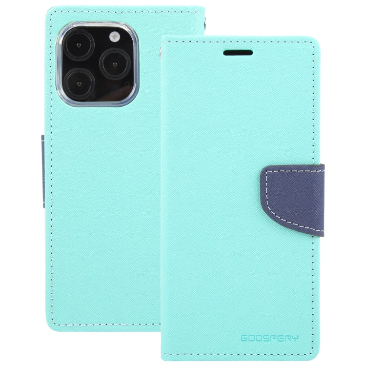 For iPhone 16 Pro Max GOOSPERY FANCY DIARY Cross Texture Leather Phone Case(Mint Green) - iPhone 16 Pro Max Cases by GOOSPERY | Online Shopping UK | buy2fix