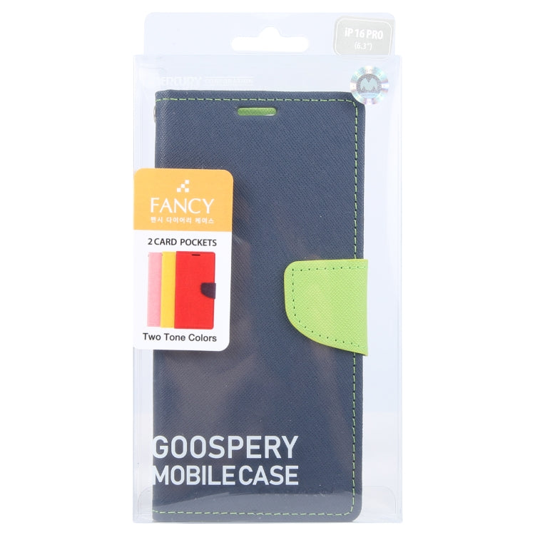 For iPhone 16 Pro GOOSPERY FANCY DIARY Cross Texture Leather Phone Case(Navy Blue) - iPhone 16 Pro Cases by GOOSPERY | Online Shopping UK | buy2fix