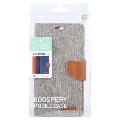 For iPhone 16 GOOSPERY CANVAS DIARY Fabric Texture Flip Leather Phone Case(Grey) - iPhone 16 Cases by GOOSPERY | Online Shopping UK | buy2fix