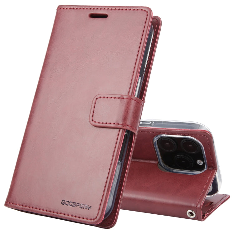 For iPhone 16 Pro GOOSPERY BLUE MOON Crazy Horse Texture Leather Phone Case(Wine Red) - iPhone 16 Pro Cases by GOOSPERY | Online Shopping UK | buy2fix