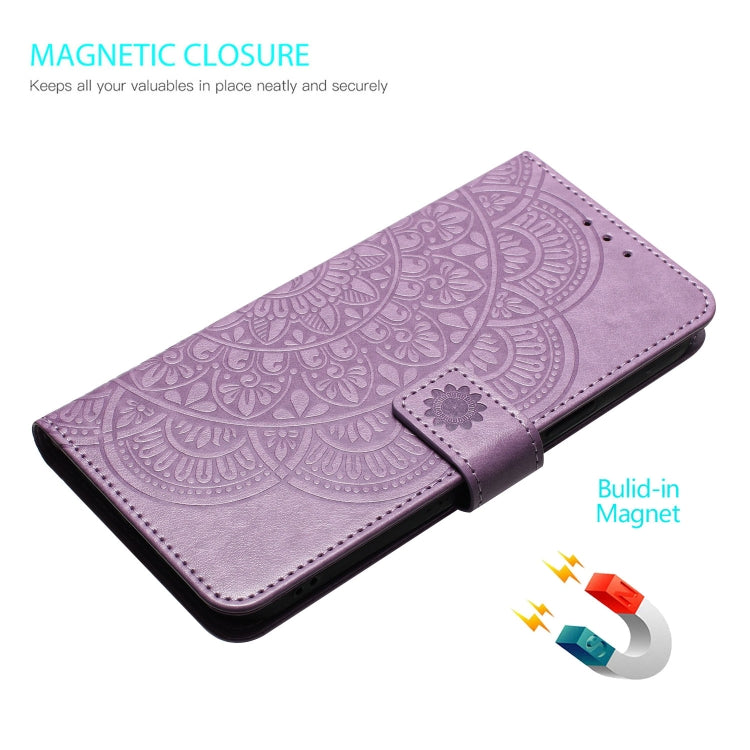 For iPhone 16 Flower Embossed Leather Phone Case(Purple) - iPhone 16 Cases by buy2fix | Online Shopping UK | buy2fix