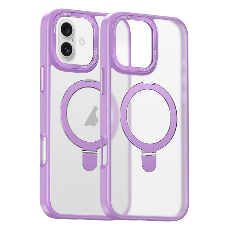 For iPhone 16 Skin Feel MagSafe Magnetic Holder Phone Case(Purple) - iPhone 16 Cases by buy2fix | Online Shopping UK | buy2fix