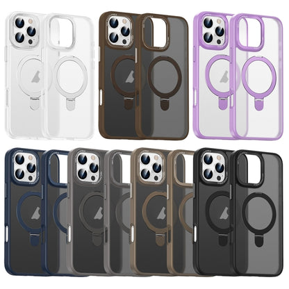 For iPhone 16 Skin Feel MagSafe Magnetic Holder Phone Case(Purple) - iPhone 16 Cases by buy2fix | Online Shopping UK | buy2fix