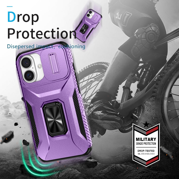 For iPhone 16 Sliding Camshield Holder Phone Case(Purple) - iPhone 16 Cases by buy2fix | Online Shopping UK | buy2fix