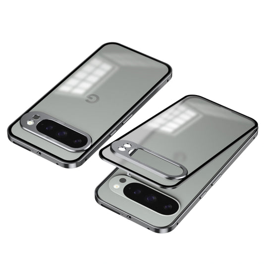 For Google Pixel 9 Pro XL Snap Buckle Metal Frame Frosted Phone Case(Grey) - Google Cases by buy2fix | Online Shopping UK | buy2fix