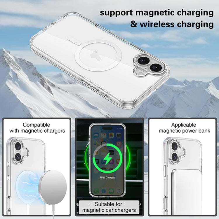 For iPhone 16 Plus Metal Buttons MagSafe Magnetic PC Hybrid TPU Phone Case(Transparent) - iPhone 16 Plus Cases by buy2fix | Online Shopping UK | buy2fix