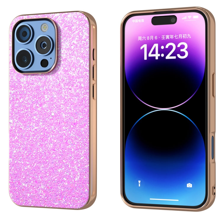 For iPhone 16 Pro Max Electroplating Frame Colorful Glitter Phone Case(Dark Pink) - iPhone 16 Pro Max Cases by buy2fix | Online Shopping UK | buy2fix