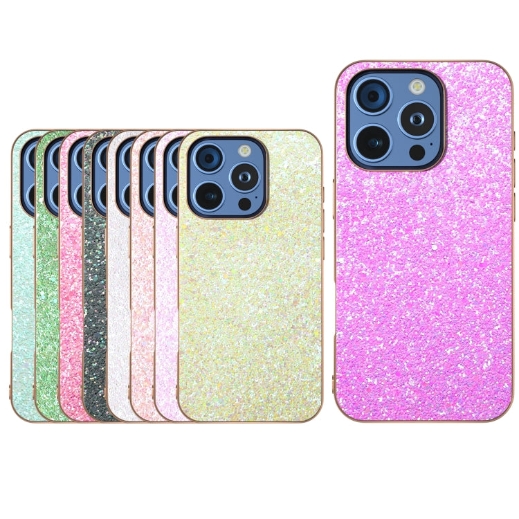 For iPhone 16 Pro Max Electroplating Frame Colorful Glitter Phone Case(Dark Pink) - iPhone 16 Pro Max Cases by buy2fix | Online Shopping UK | buy2fix