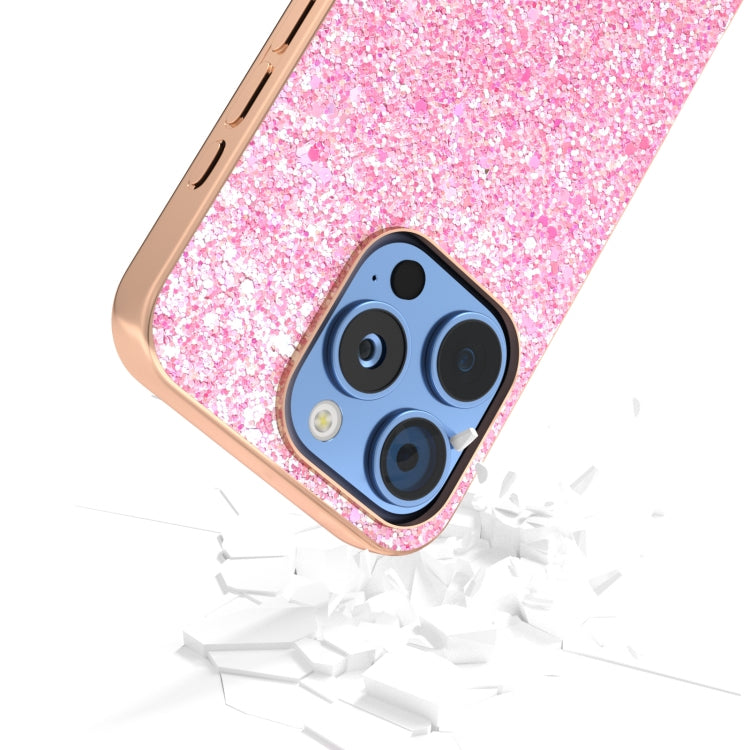 For iPhone 16 Pro Electroplating Frame Colorful Glitter Phone Case(Purple Pink) - iPhone 16 Pro Cases by buy2fix | Online Shopping UK | buy2fix