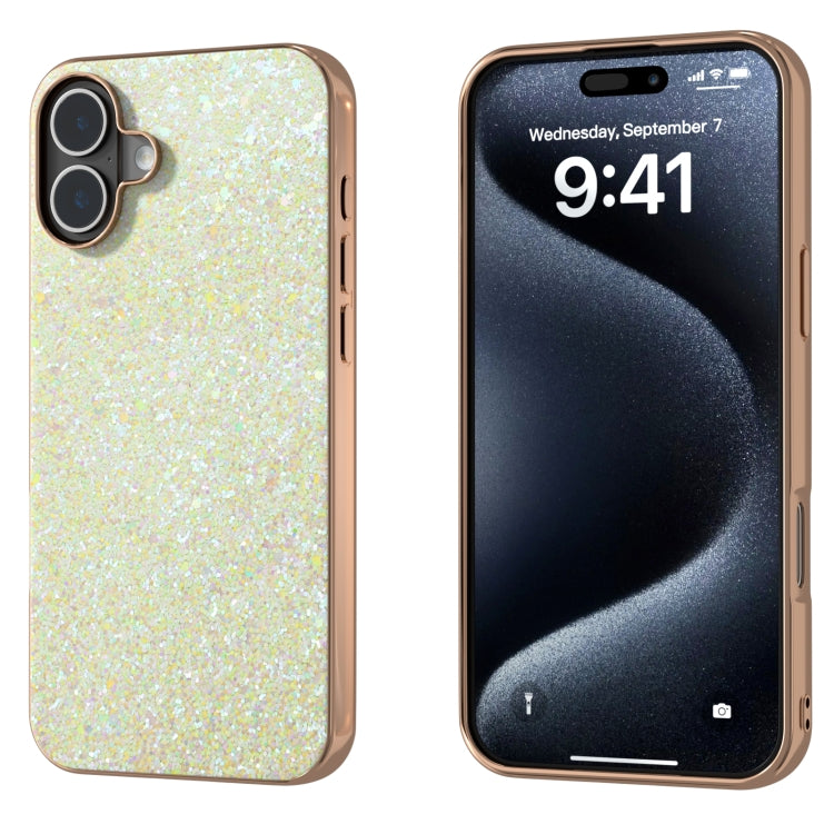 For iPhone 16 Plus Electroplating Frame Colorful Glitter Phone Case(Gold) - iPhone 16 Plus Cases by buy2fix | Online Shopping UK | buy2fix