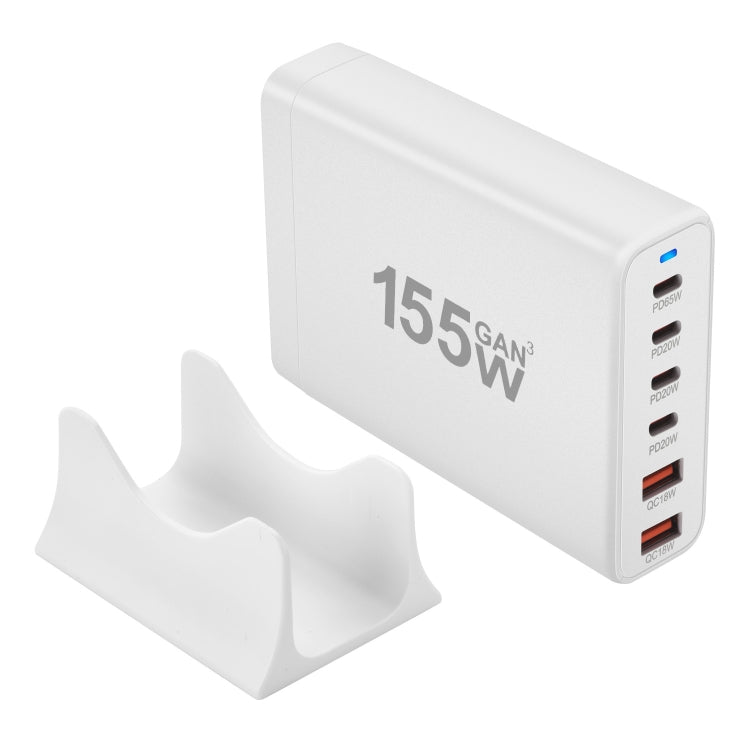 155W 4Type-C, 2USB 6-Ports Desktop Fast Charger, Plug Type:UK Plug(White) - Multifunction Charger by buy2fix | Online Shopping UK | buy2fix