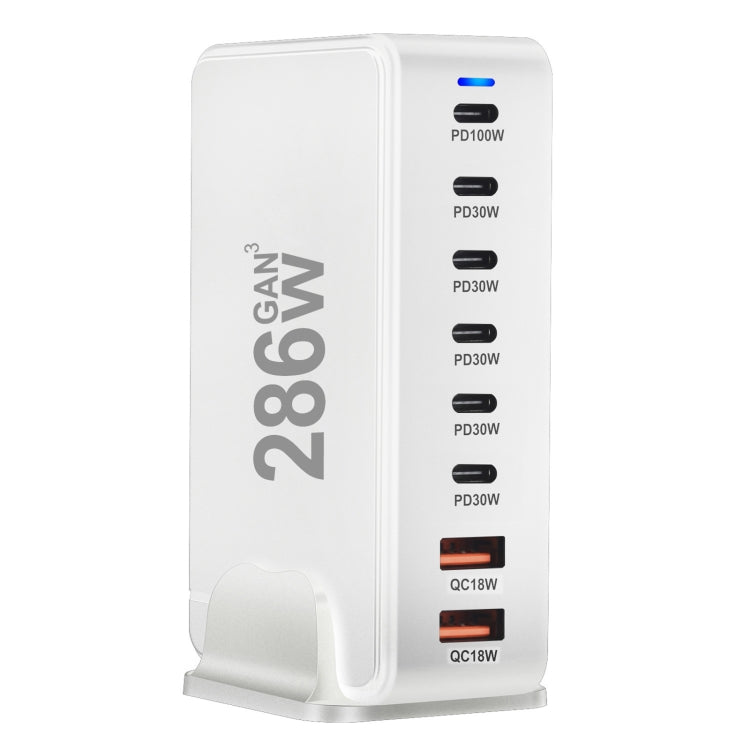 YMX-986 286W 6Type-C, 3USB 8-Ports Desktop Fast Charger, Plug Type:AU Plug(White) - Multifunction Charger by buy2fix | Online Shopping UK | buy2fix