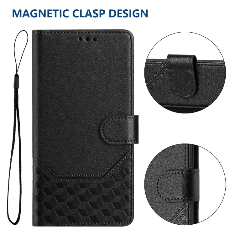 For OnePlus 11 Honeycomb Embossing RFID Leather Phone Case(Black) - OnePlus Cases by buy2fix | Online Shopping UK | buy2fix