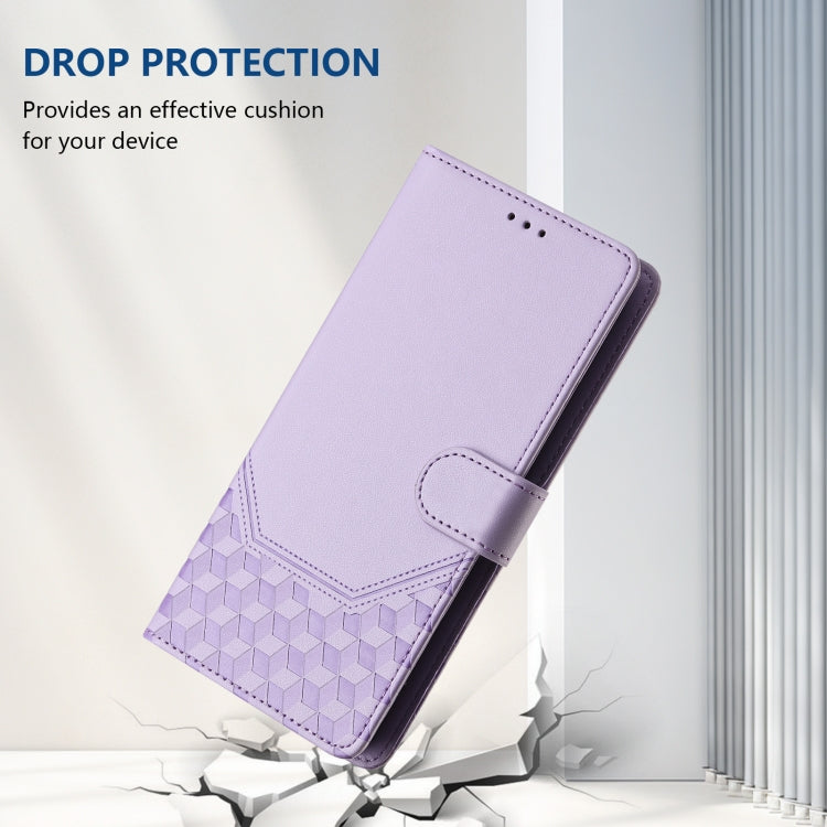 For Samsung Galaxy S25 Ultra 5G Honeycomb Embossing RFID Leather Phone Case(Light Purple) - Galaxy S25 Ultra 5G Cases by buy2fix | Online Shopping UK | buy2fix