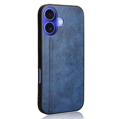 For iPhone 16 Plus Cow Pattern Sewing Back Cover Phone Case(Blue) - iPhone 16 Plus Cases by buy2fix | Online Shopping UK | buy2fix