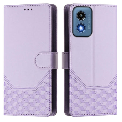 For Motorola Moto G 5G 2024 Oversea Honeycomb Embossing RFID Leather Phone Case(Light Purple) - Motorola Cases by buy2fix | Online Shopping UK | buy2fix