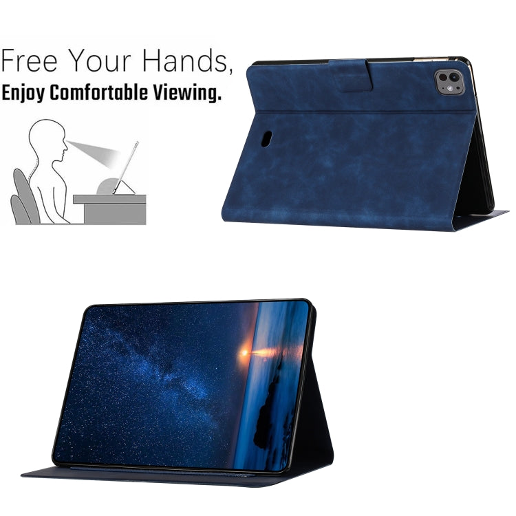 For iPad Air 11 2024 Embossed Couple Cat Smart Tablet Leather Case(Blue) - iPad Air 11 2024 Cases by buy2fix | Online Shopping UK | buy2fix