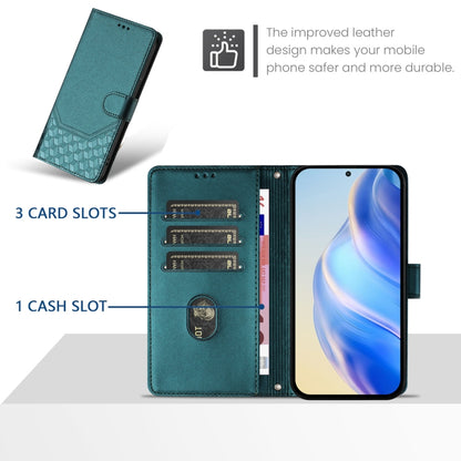 For Redmi K70 Ultra 5G Honeycomb Embossing RFID Leather Phone Case(Peacock Green) - Xiaomi Cases by buy2fix | Online Shopping UK | buy2fix