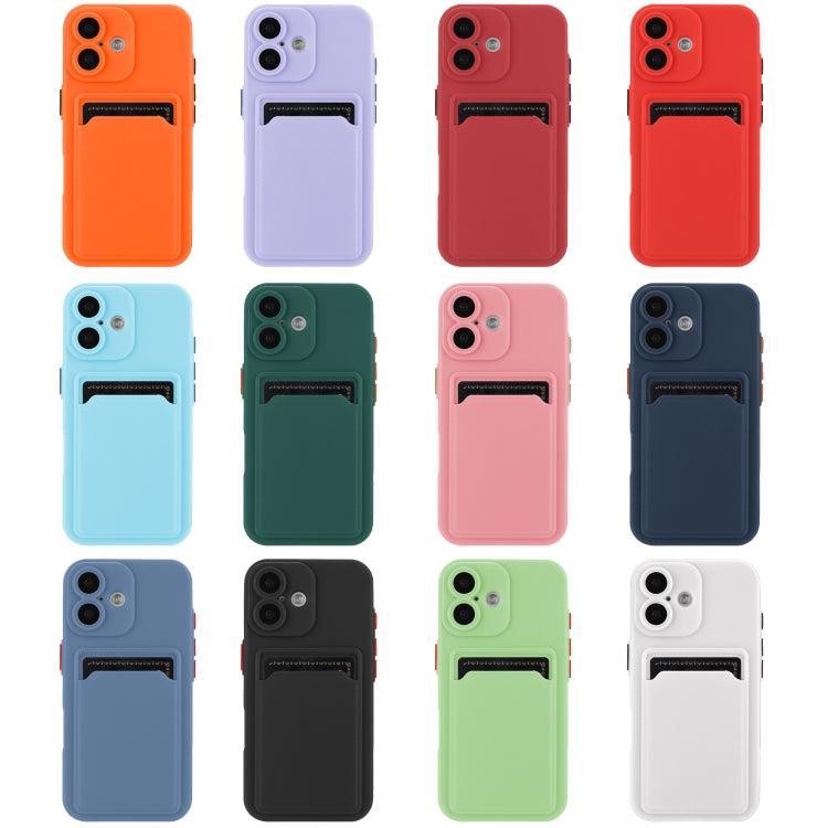 For iPhone 16 Skin Feel Card Contrast Color Button TPU Phone Case(Rose Red) - iPhone 16 Cases by buy2fix | Online Shopping UK | buy2fix