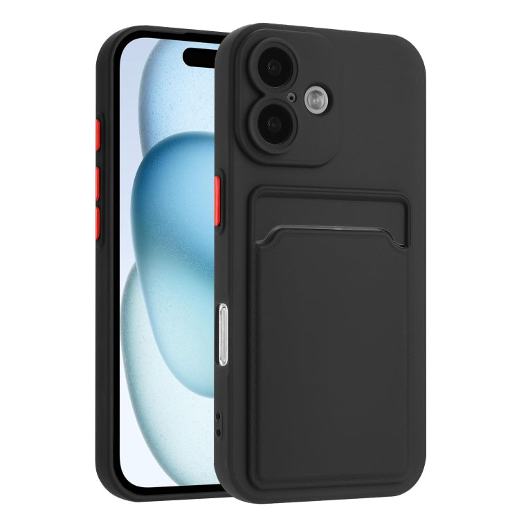 For iPhone 16 Plus Skin Feel Card Contrast Color Button TPU Phone Case(Black) - iPhone 16 Plus Cases by buy2fix | Online Shopping UK | buy2fix