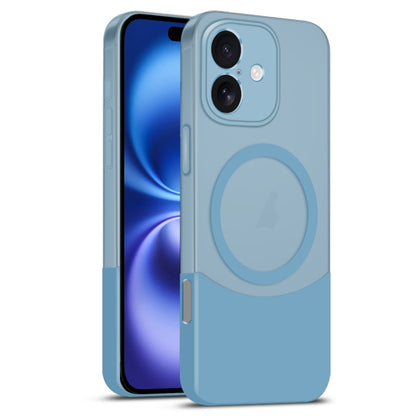 For iPhone 16 Plus Dual Color Stitching MagSafe Magnetic PC Phone Case(Blue) - iPhone 16 Plus Cases by buy2fix | Online Shopping UK | buy2fix