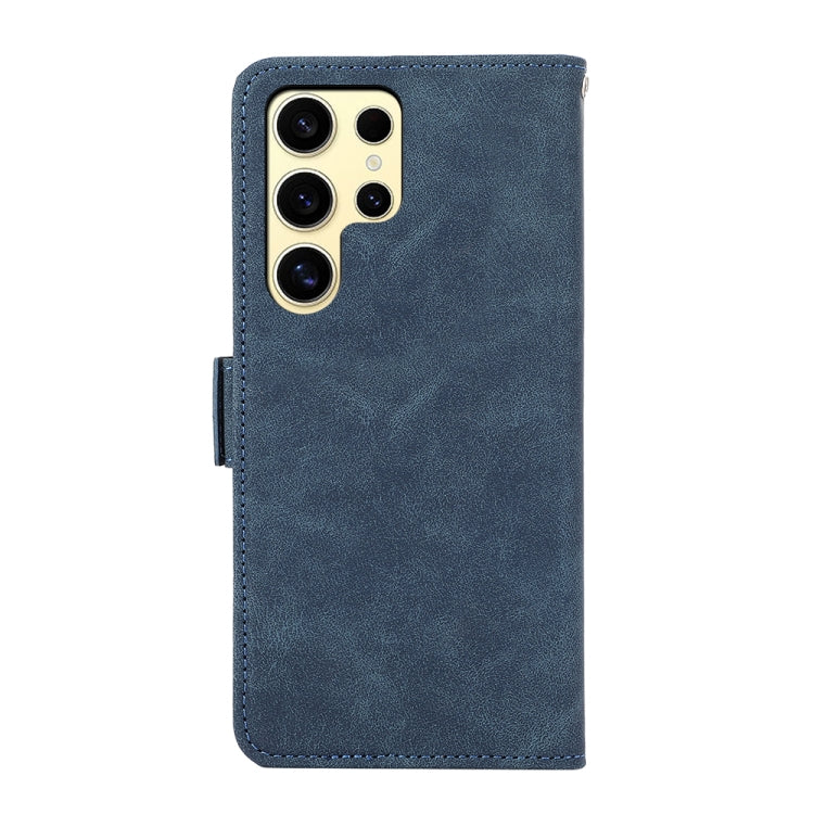 For Samsung Galaxy S25 Ultra 5G ABEEL Frosted Magnetic RFID Leather Phone Case(Blue) - Galaxy S25 Ultra 5G Cases by buy2fix | Online Shopping UK | buy2fix