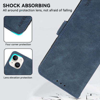 For Samsung Galaxy S25 Ultra 5G ABEEL Frosted Magnetic RFID Leather Phone Case(Blue) - Galaxy S25 Ultra 5G Cases by buy2fix | Online Shopping UK | buy2fix