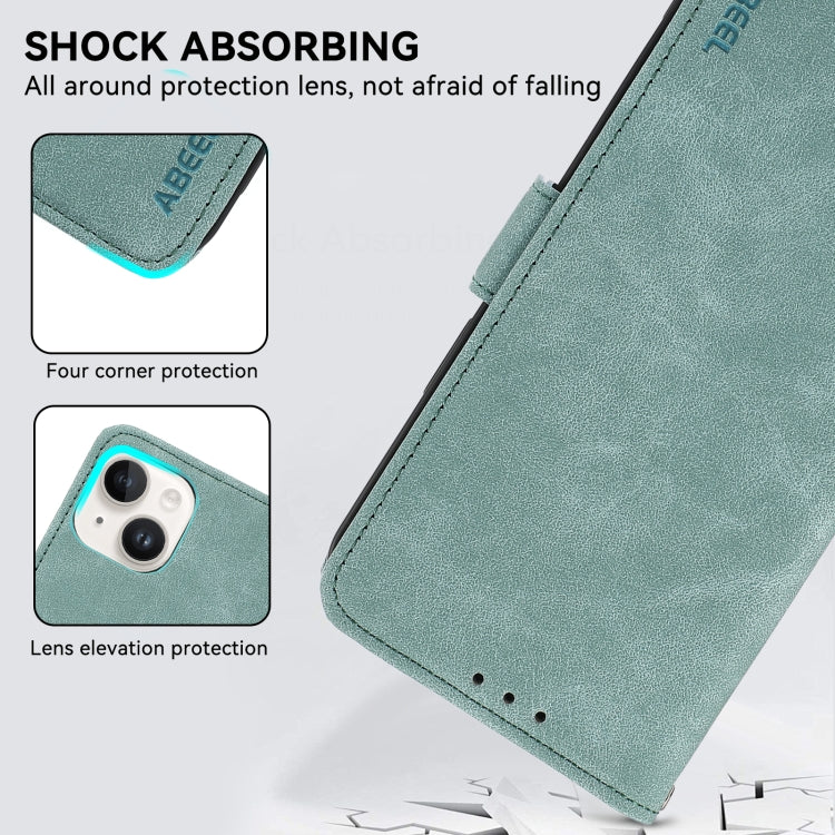 For Samsung Galaxy S25 Ultra 5G ABEEL Frosted Magnetic RFID Leather Phone Case(Cyan) - Galaxy S25 Ultra 5G Cases by buy2fix | Online Shopping UK | buy2fix