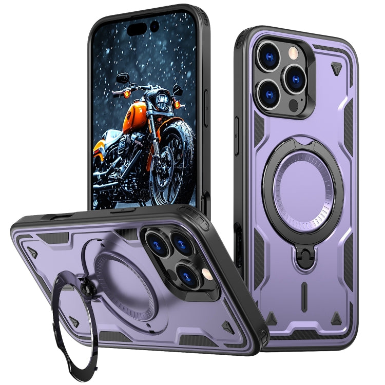 For iPhone 16 Pro Max PC Hybrid TPU Armor MagSafe Holder Phone Case(Purple) - iPhone 16 Pro Max Cases by buy2fix | Online Shopping UK | buy2fix