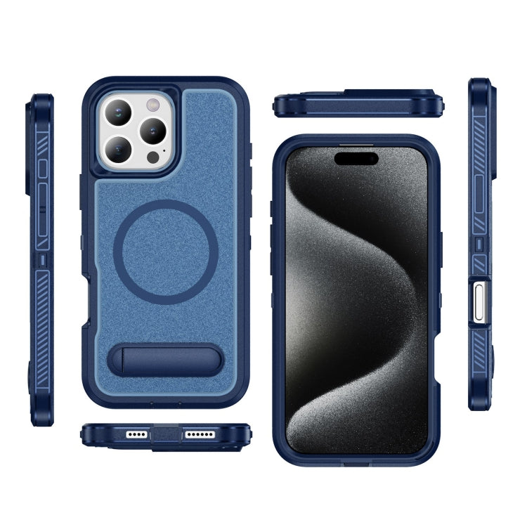 For iPhone 16 Pro Max Guard MagSafe Holder Matte PC Hybrid TPU Phone Case(Royal Blue) - iPhone 16 Pro Max Cases by buy2fix | Online Shopping UK | buy2fix