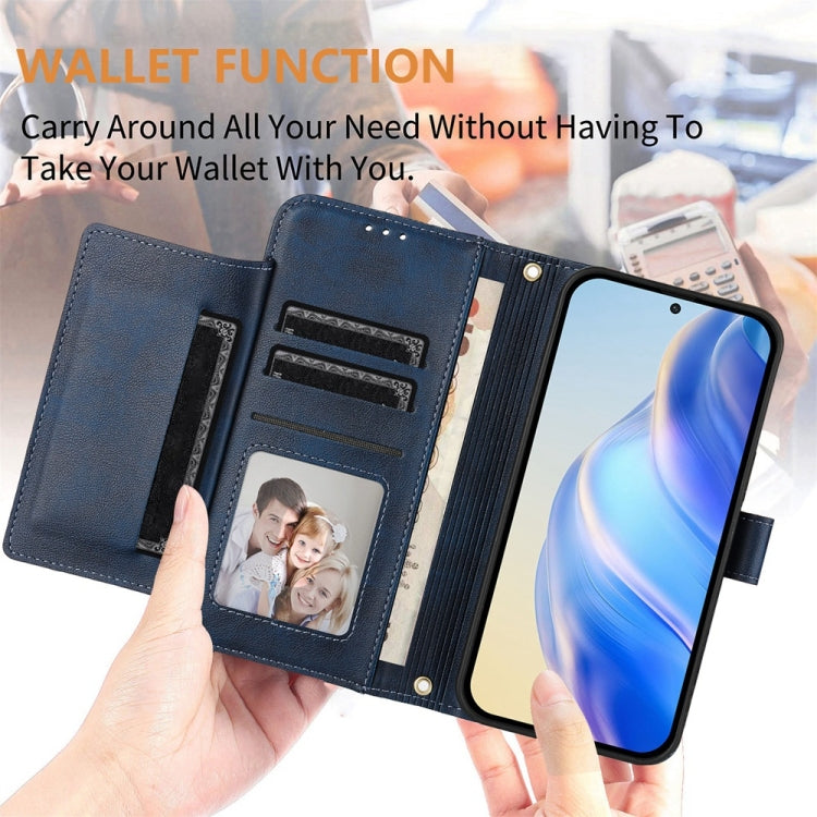 For iPhone 16 Pro Multi-Card Slots Zipper Wallet Leather Phone Case(Blue) - iPhone 16 Pro Cases by buy2fix | Online Shopping UK | buy2fix