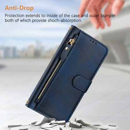 For iPhone 16 Pro Multi-Card Slots Zipper Wallet Leather Phone Case(Blue) - iPhone 16 Pro Cases by buy2fix | Online Shopping UK | buy2fix