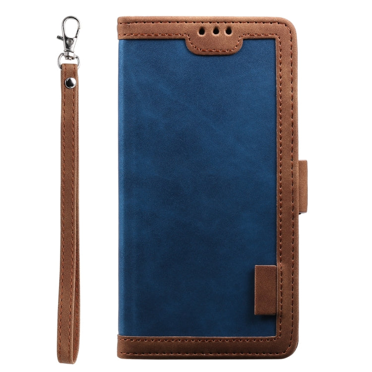 For Samsung Galaxy S25 5G Retro Splicing Horizontal Flip Leather Phone Case(Blue) - Galaxy S25 5G Cases by buy2fix | Online Shopping UK | buy2fix