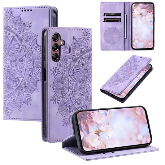 For Samsung Galaxy S25 5G Totem Embossed Magnetic Leather Phone Case(Purple) - Galaxy S25 5G Cases by buy2fix | Online Shopping UK | buy2fix