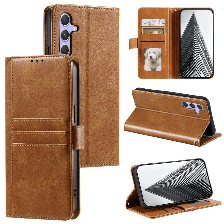 For Samsung Galaxy S25 5G Simple 6-Card Wallet Leather Phone Case(Brown) - Galaxy S25 5G Cases by buy2fix | Online Shopping UK | buy2fix