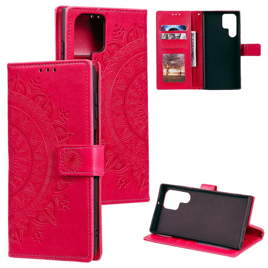 For Samsung Galaxy S25 Ultra 5G Totem Flower Embossed Leather Phone Case(Red) - Galaxy S25 Ultra 5G Cases by buy2fix | Online Shopping UK | buy2fix