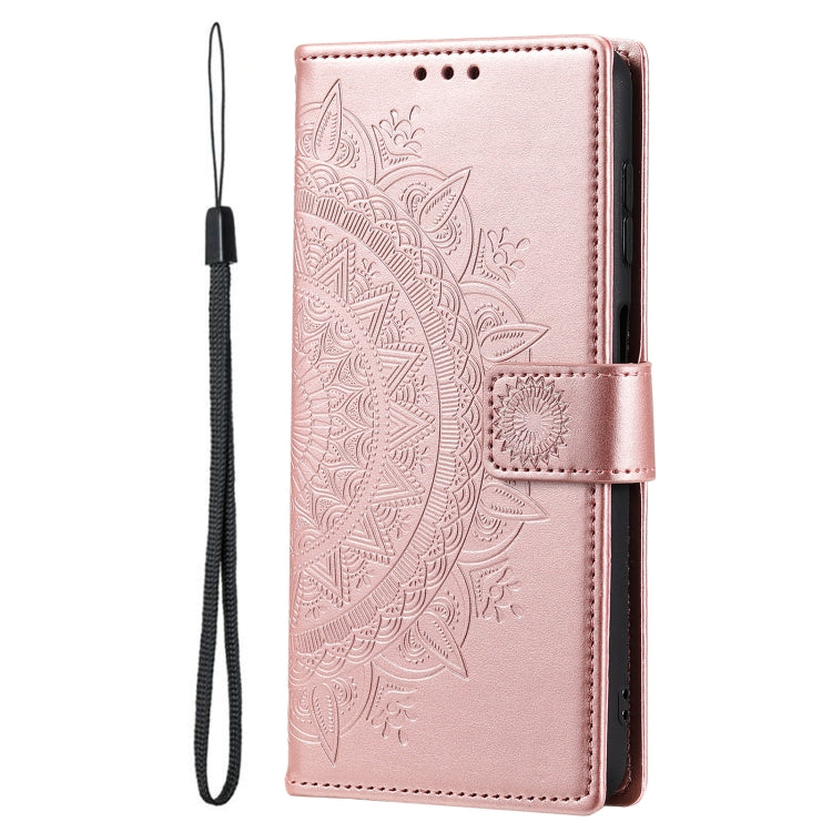 For Samsung Galaxy S25 Ultra 5G Totem Flower Embossed Leather Phone Case(Rose Gold) - Galaxy S25 Ultra 5G Cases by buy2fix | Online Shopping UK | buy2fix